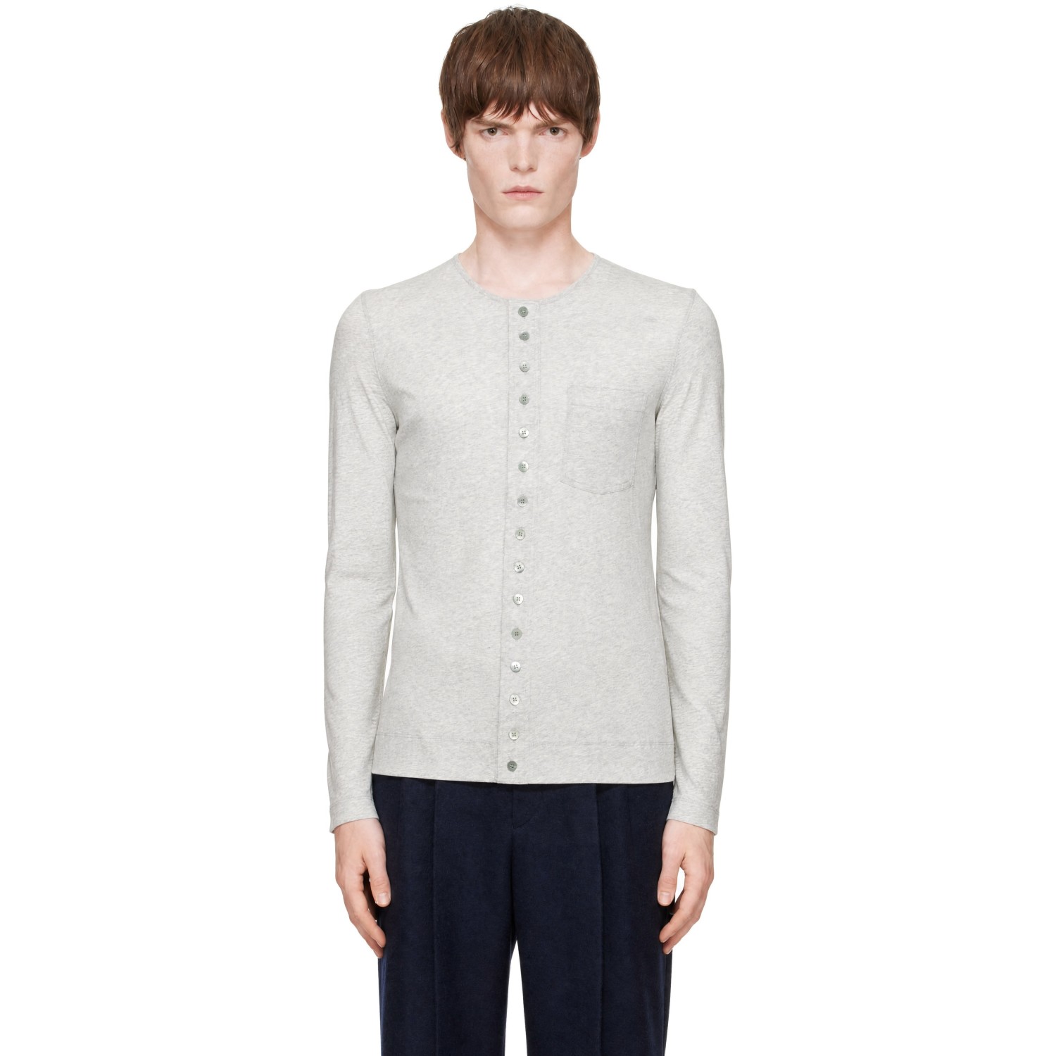 Dries Van Noten Gray Fitted Jersey Cardigan