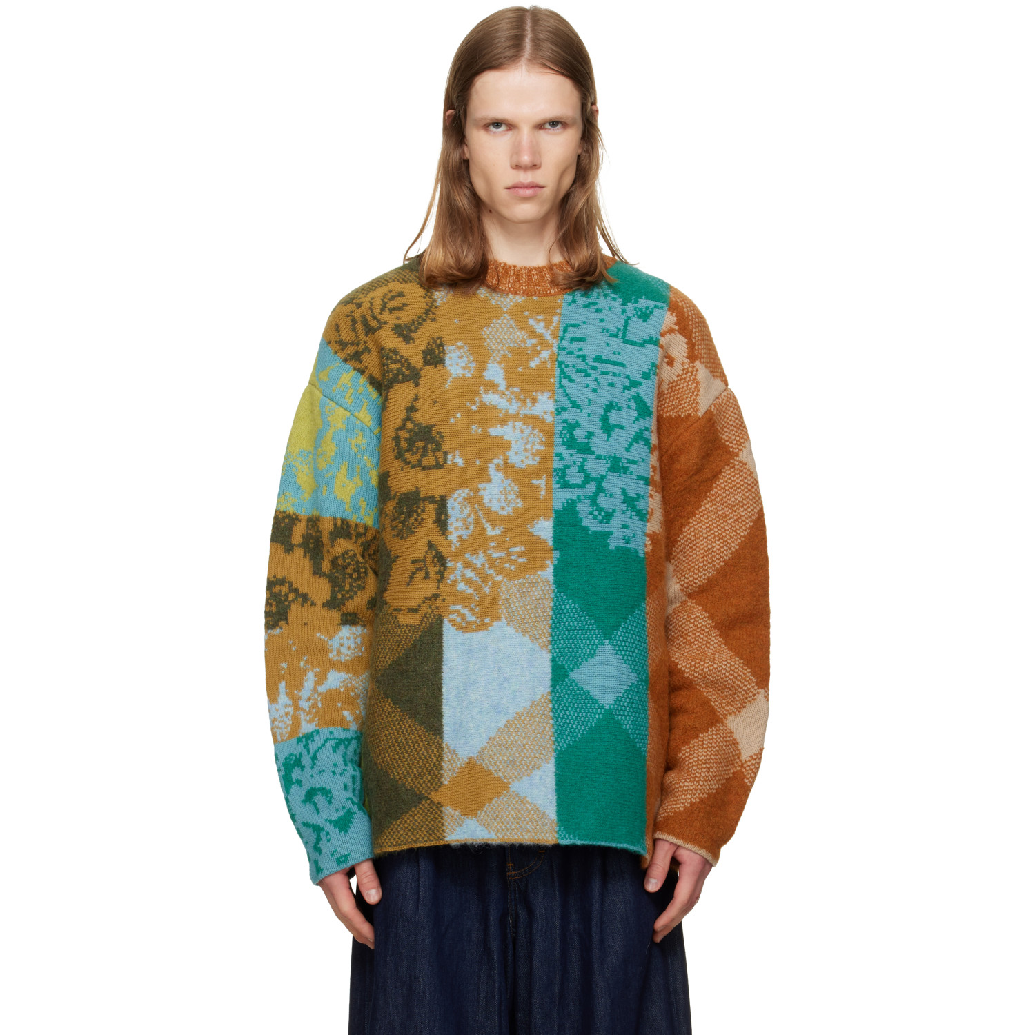 Dries Van Noten Multicolor Patchwork Wool Sweater
