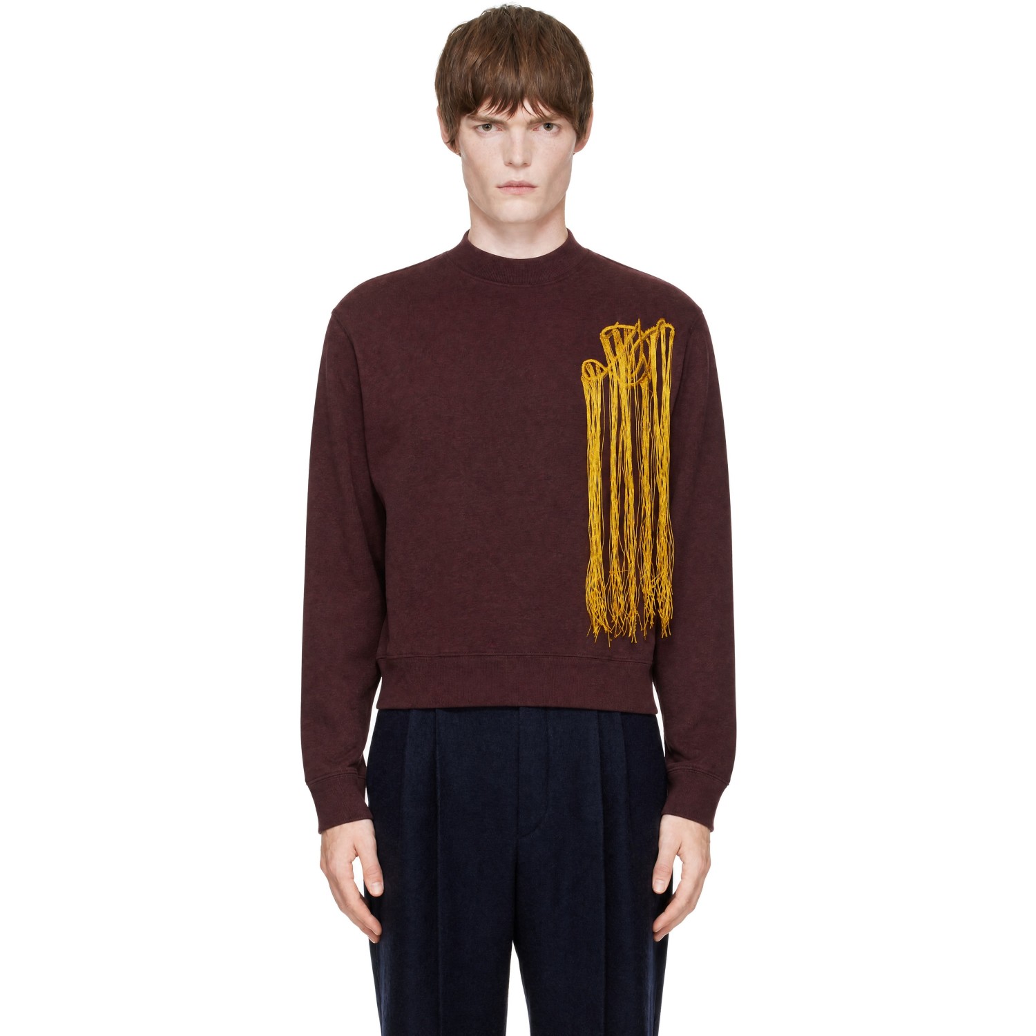 Dries Van Noten Burgundy Embroidered Sweatshirt
