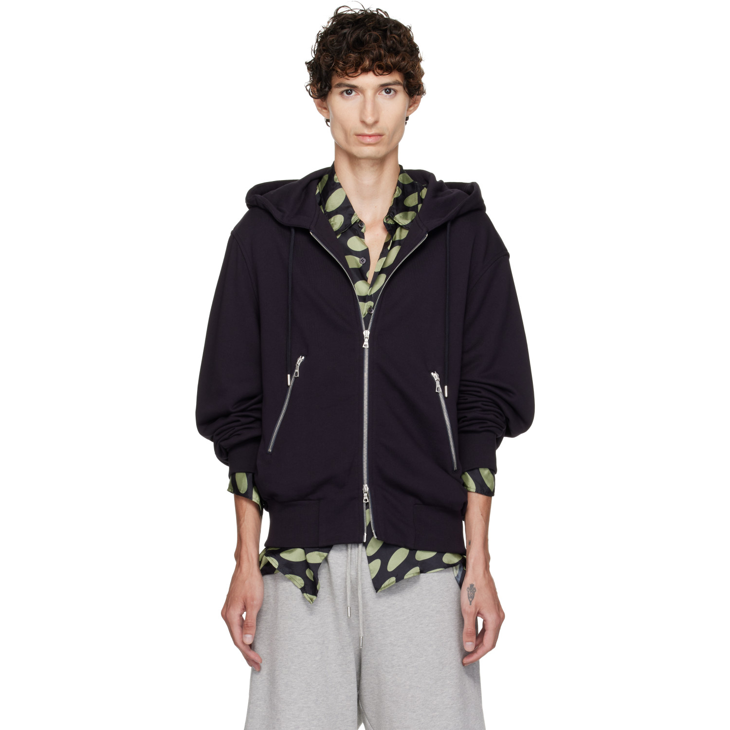 Dries Van Noten Navy Cotton Zip Hoodie