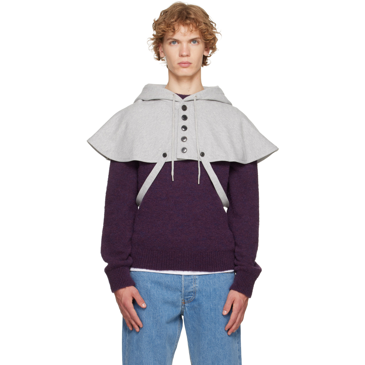 Dries Van Noten Gray Cape Hoodie