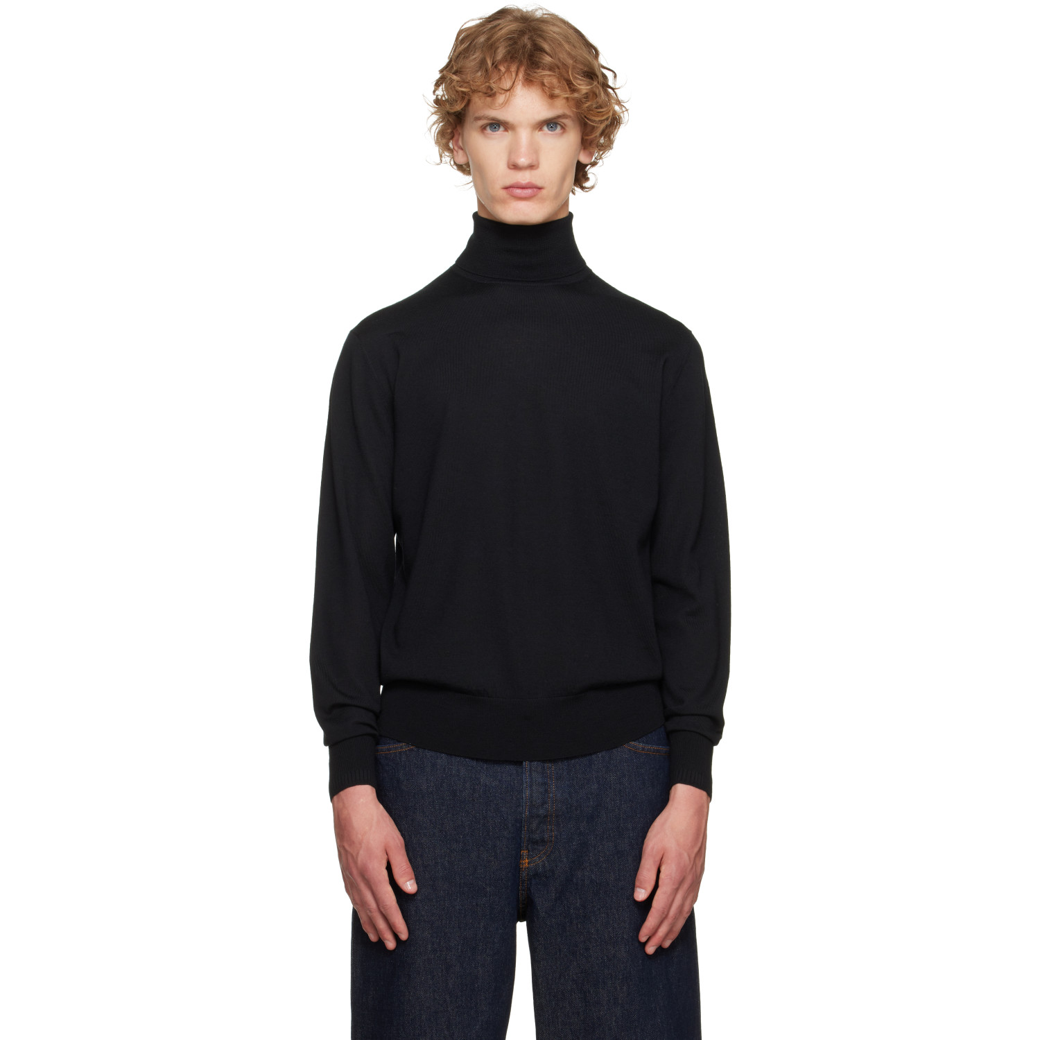 Dries Van Noten Black Merino Wool Turtleneck