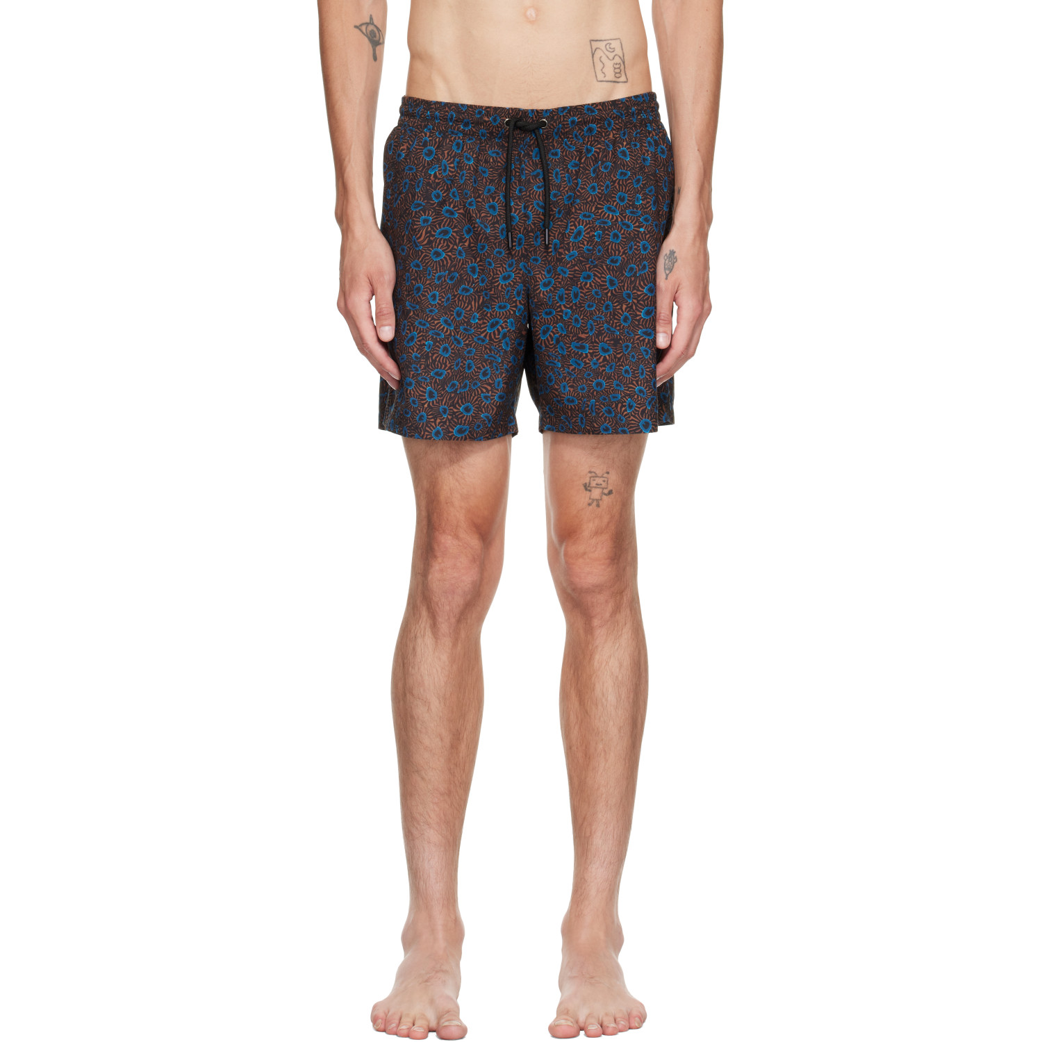 Dries Van Noten Brown Printed Swim Shorts