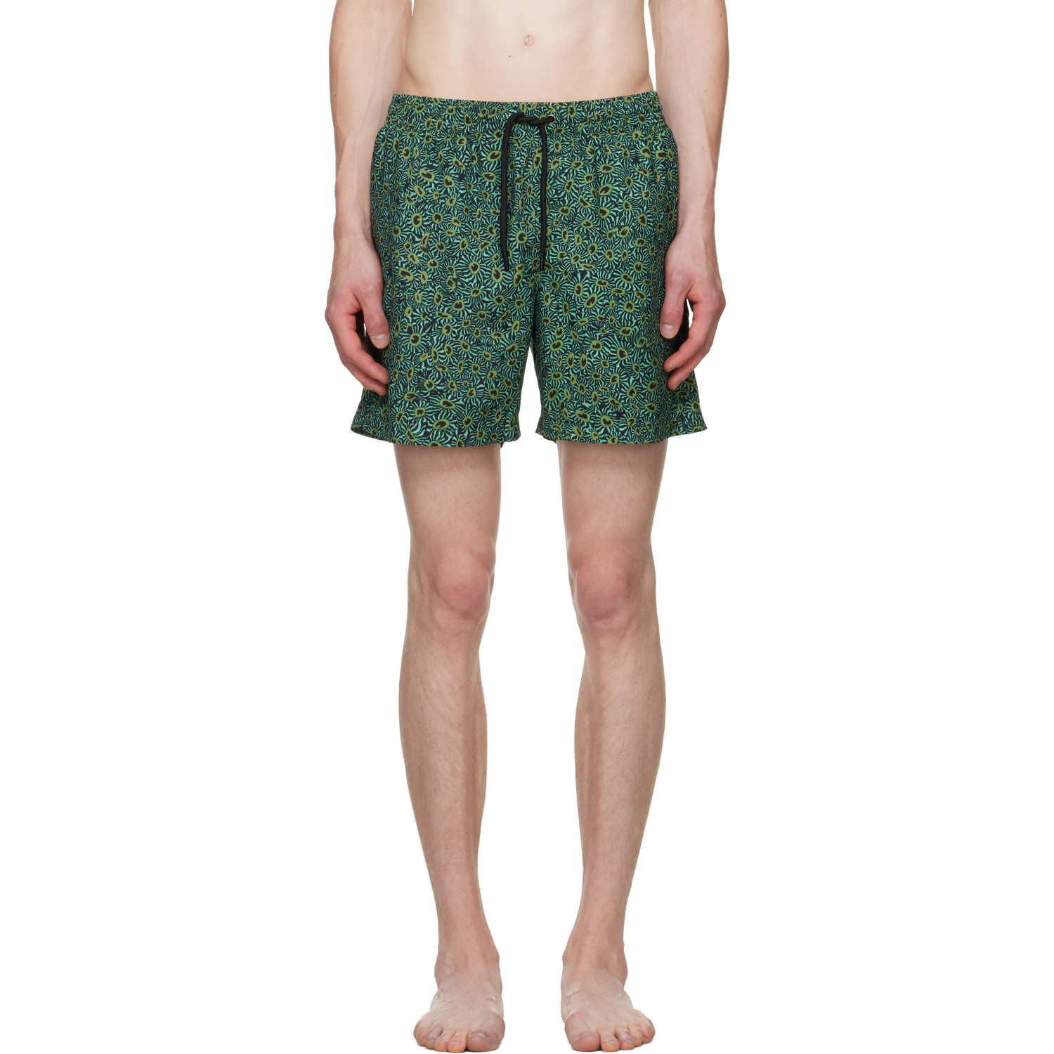 Dries Van Noten Green Printed Swim Shorts