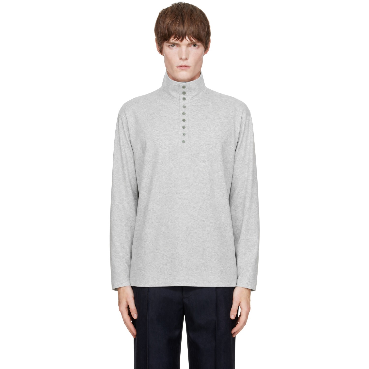 Dries Van Noten Gray Turtleneck Cotton Polo