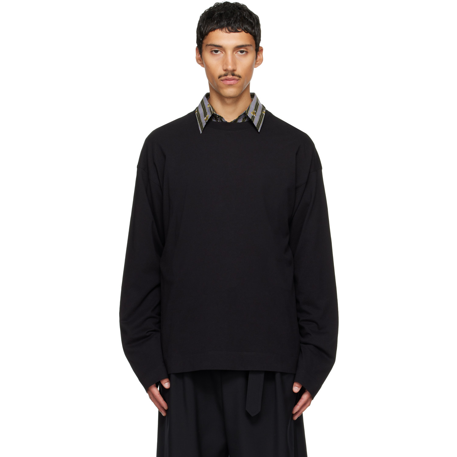 Dries Van Noten Black Long Sleeve Cotton T-shirt