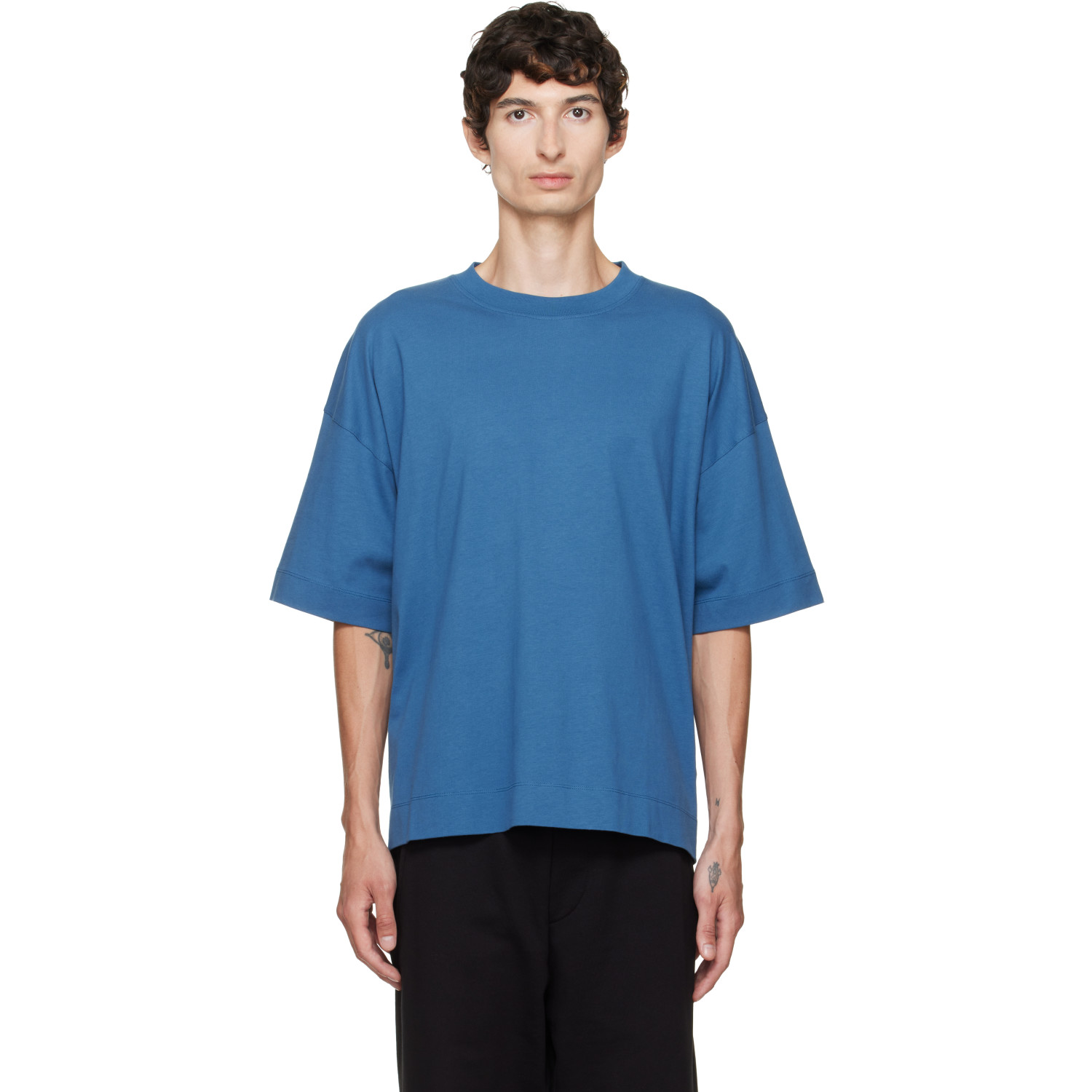 Dries Van Noten Navy Dropped Shoulder T-shirt