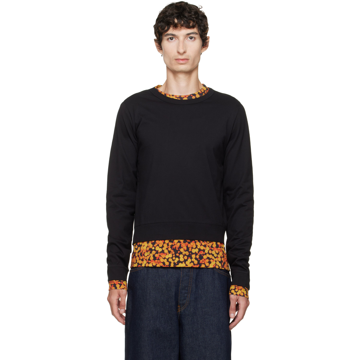 Dries Van Noten Black & Orange Layered Cotton T-shirt