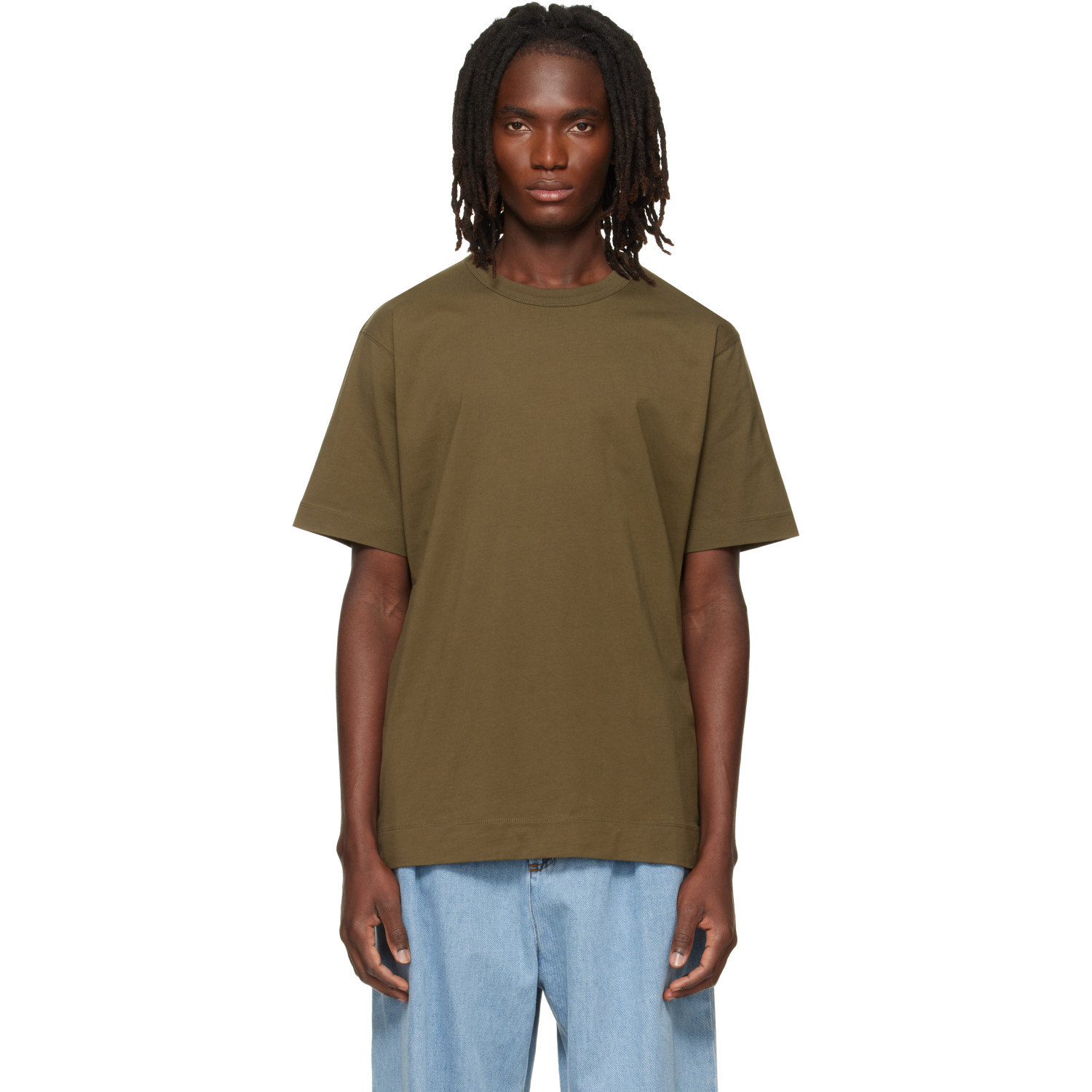 Dries Van Noten Khaki Regular Fit Cotton T-shirt