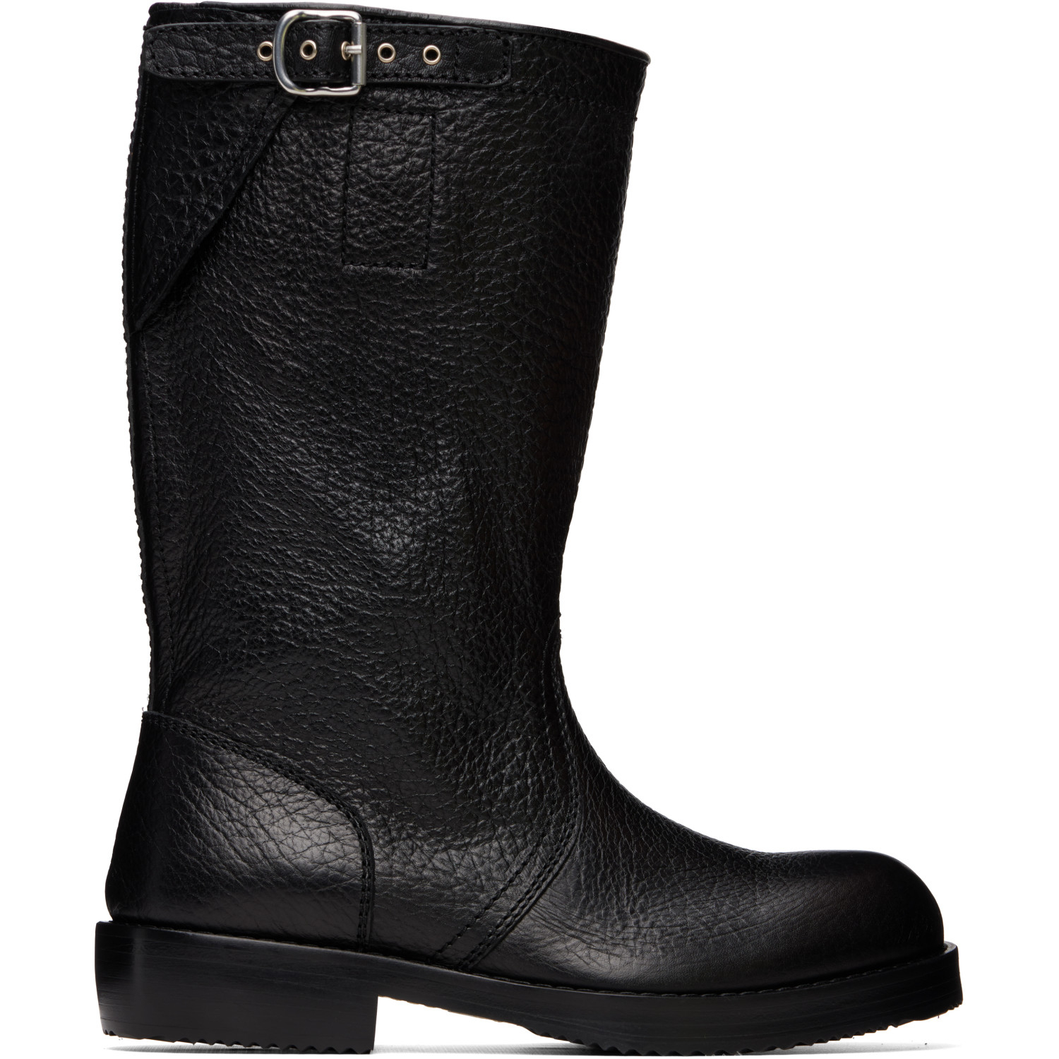 Dries Van Noten Black Leather Biker Boots