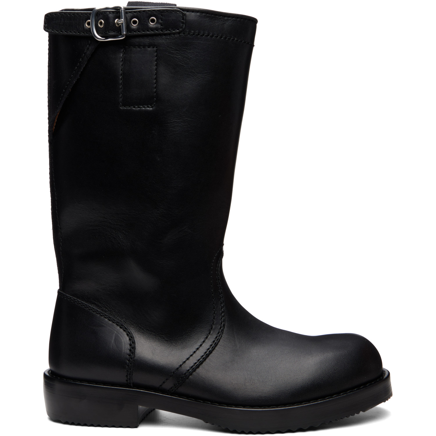 Dries Van Noten Black Leather Biker Boots