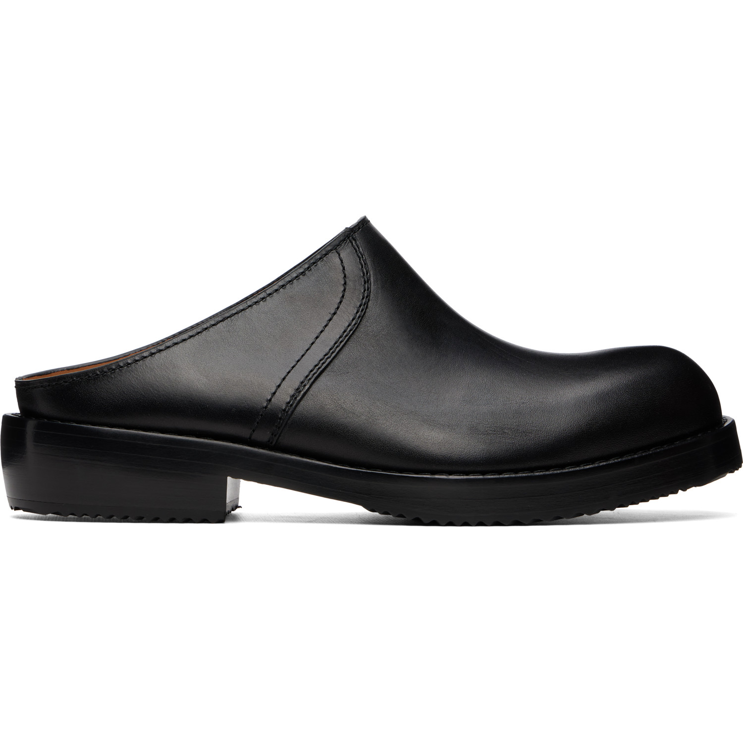Dries Van Noten Black Leather Clog Loafers