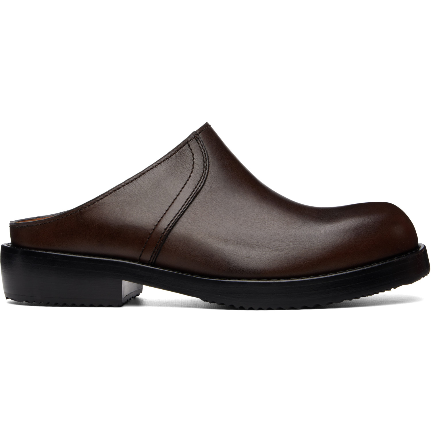 Dries Van Noten Brown Leather Clog Loafers