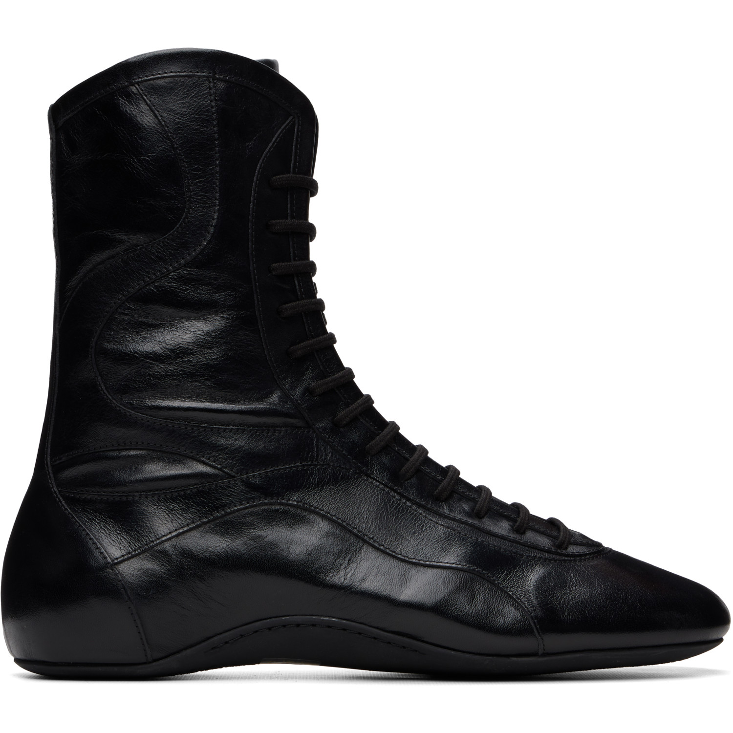 Dries Van Noten Black Leather High Top Sneakers