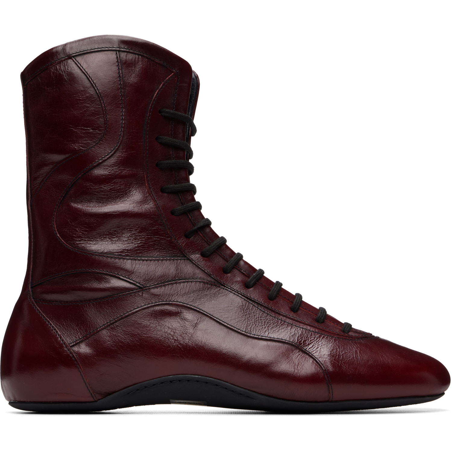 Dries Van Noten Red Leather High Top Sneakers