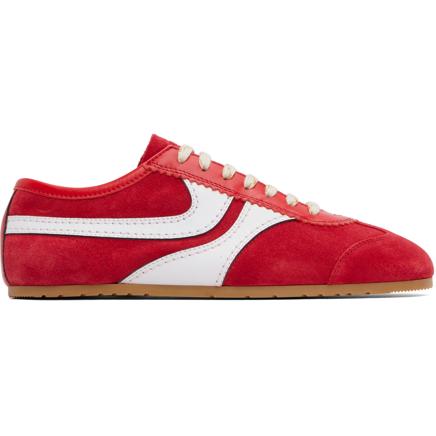 Dries Van Noten Red & White Suede Sneakers