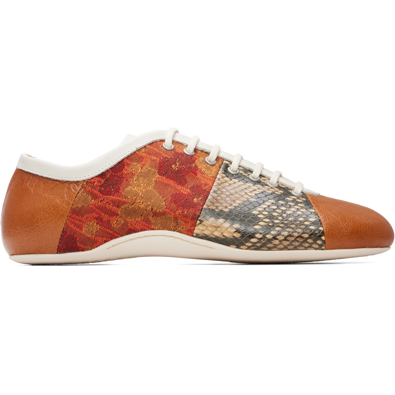Dries Van Noten Orange Patchwork Ballerina Sneakers
