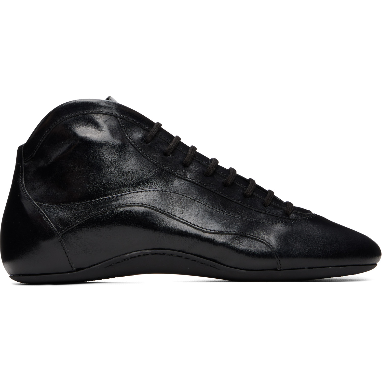 Dries Van Noten Black Leather Ballerina Sneakers