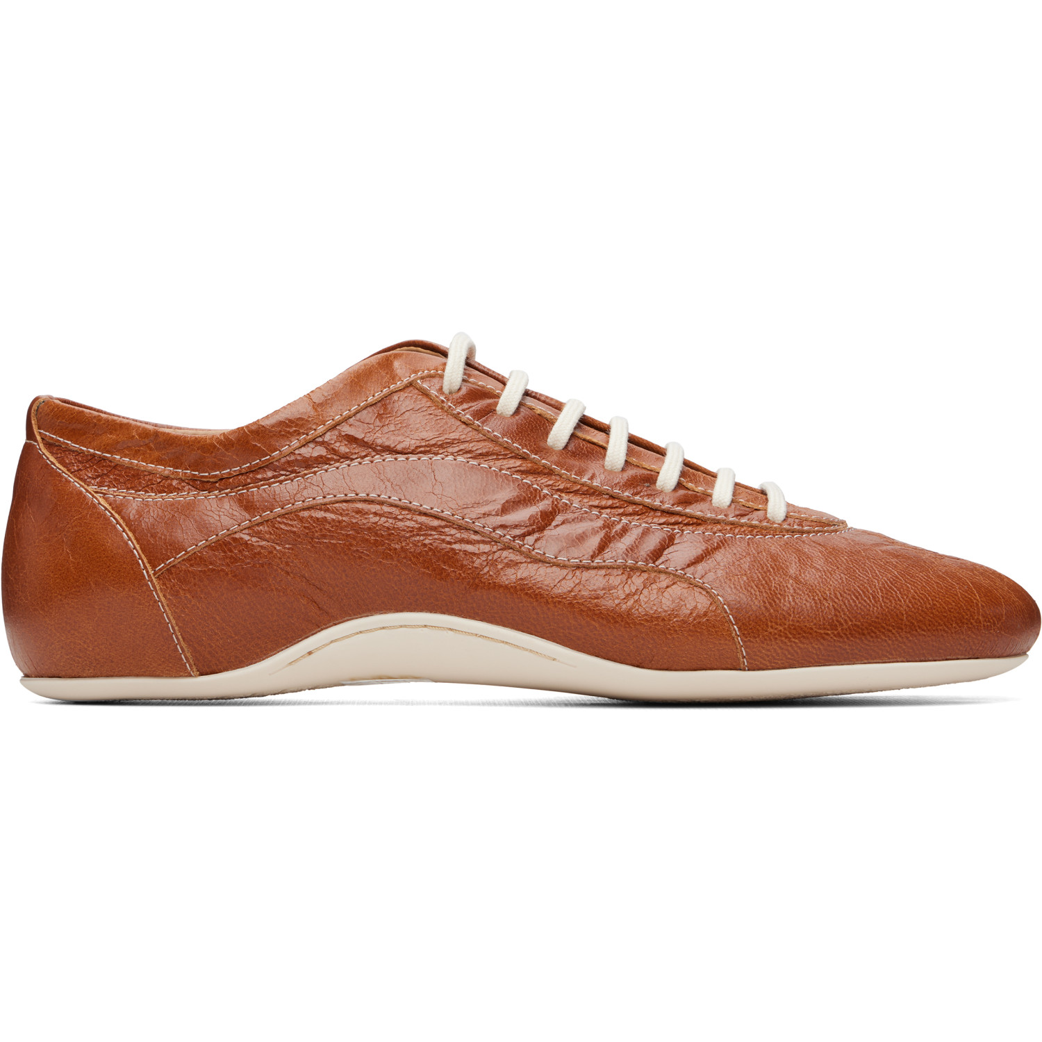 Dries Van Noten Tan Leather Ballerina Sneakers