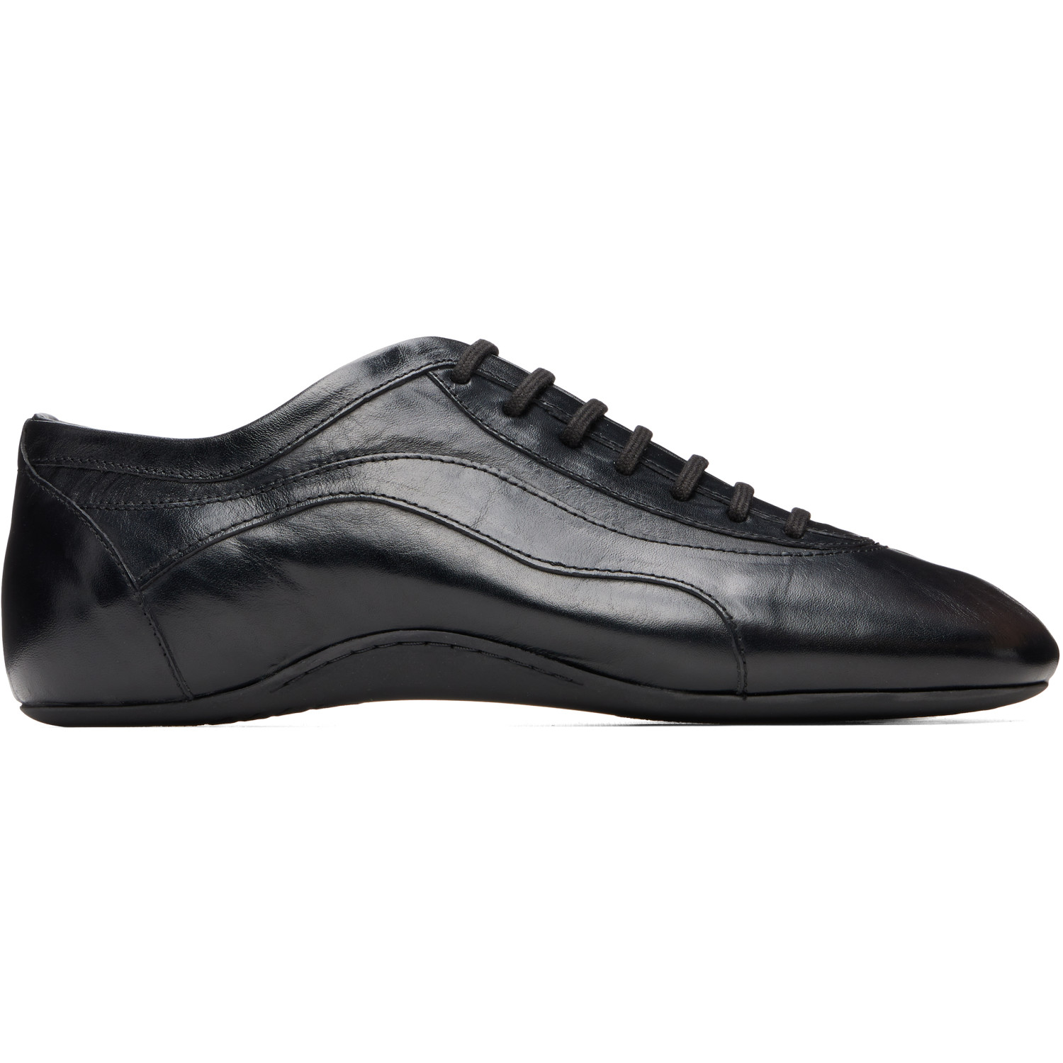 Dries Van Noten Black Leather Ballerina Sneakers