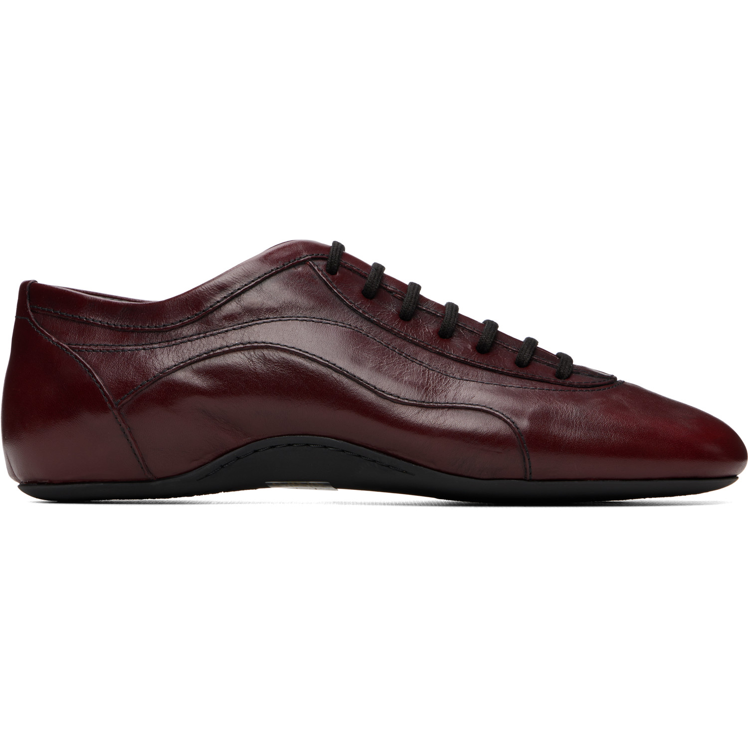 Dries Van Noten Burgundy Leather Ballerina Sneakers