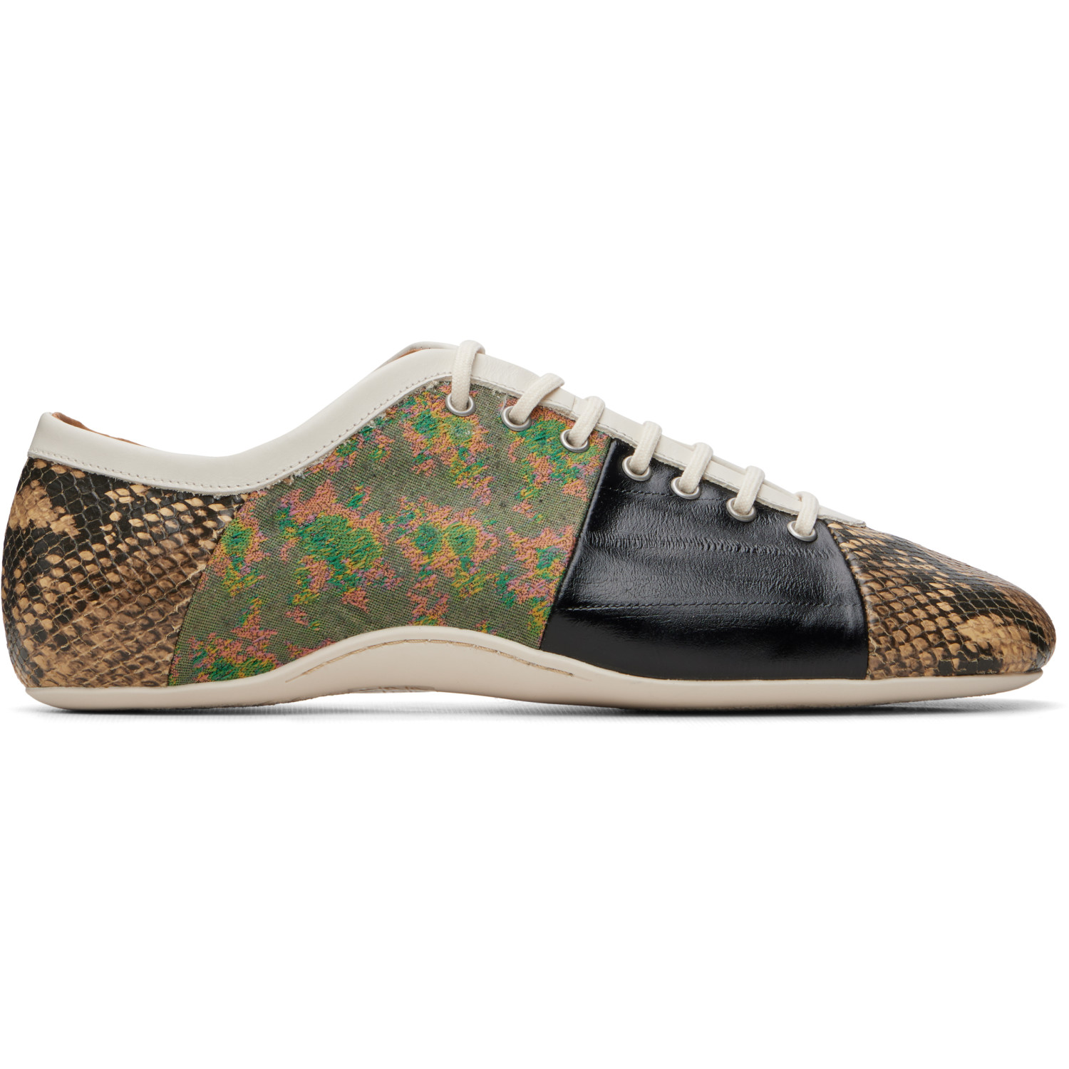 Dries Van Noten Beige & Brown Patchwork Ballerina Sneakers