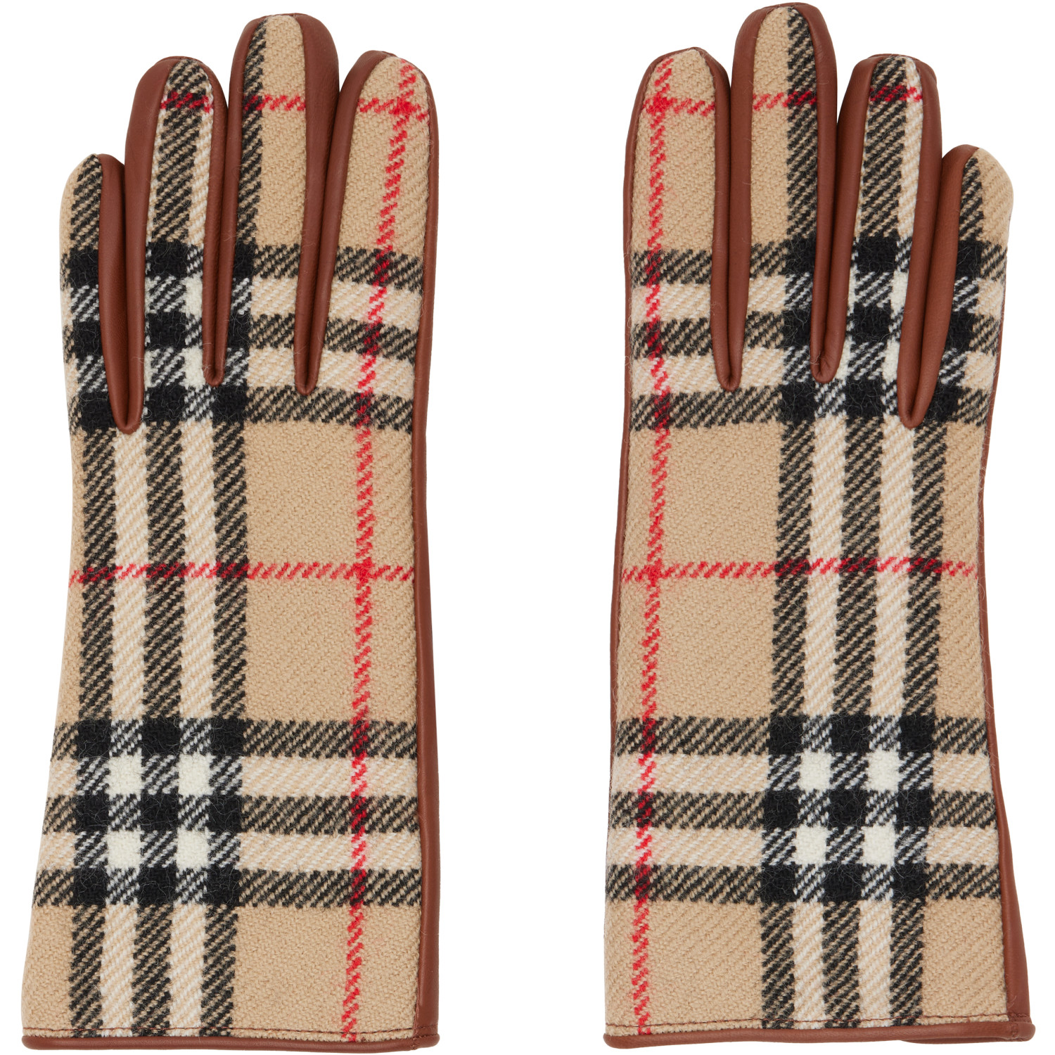 Burberry Brown Check Wool Gloves