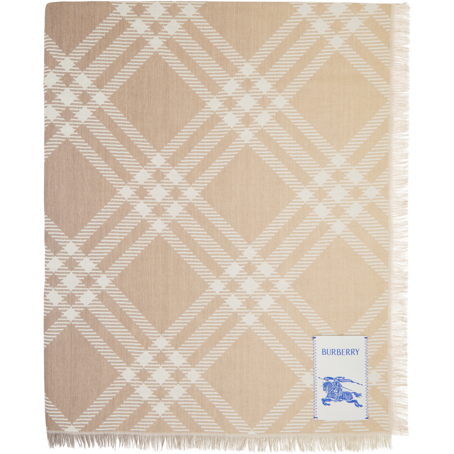 Burberry Beige Gradient Check Wool Silk Scarf