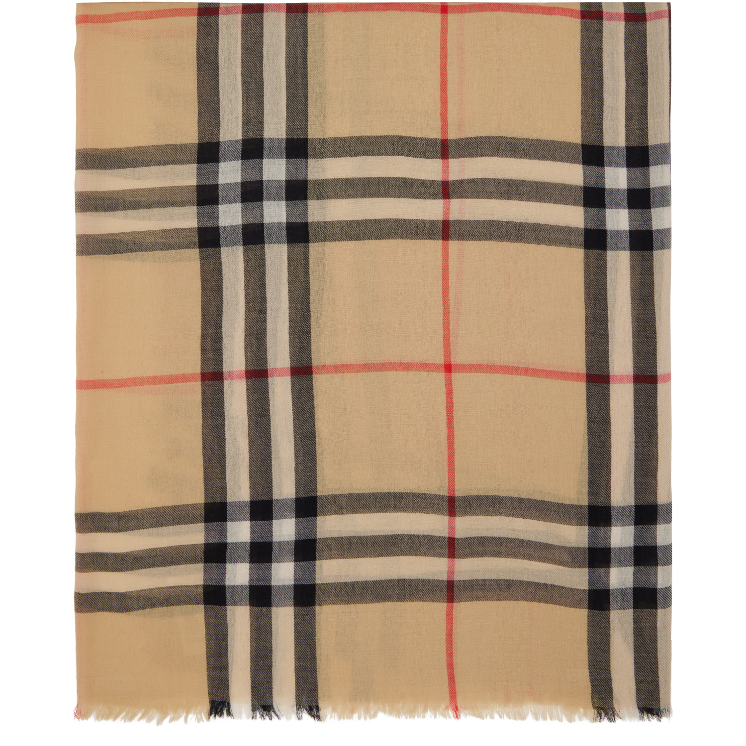 Burberry Beige Check Wool Scarf