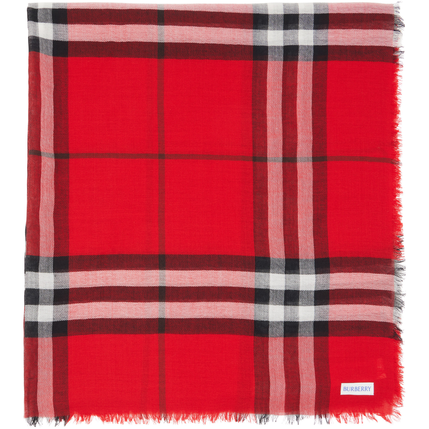 Burberry Red Wide Check Wool Scarf