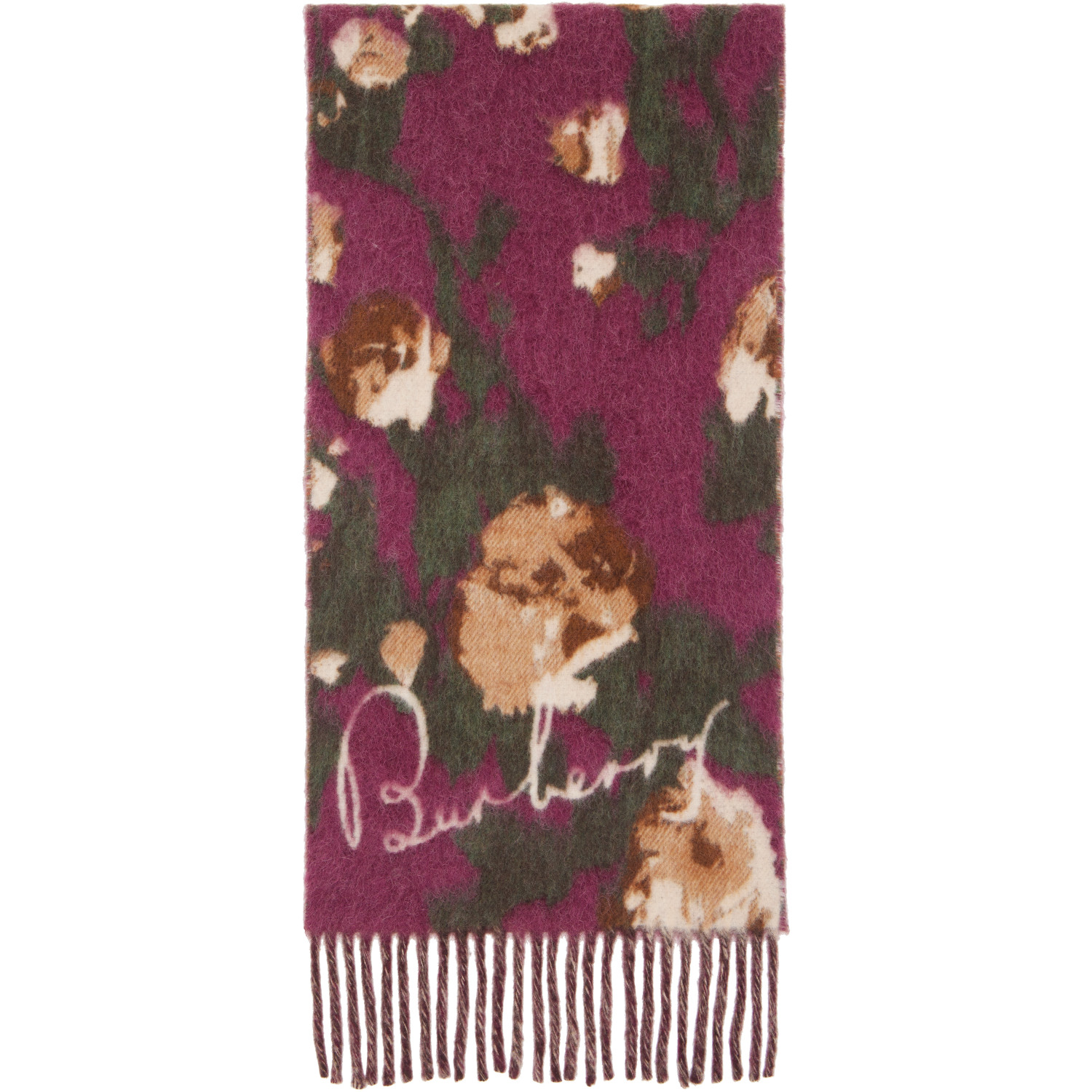 Burberry Purple Rose Alpaca Wool Blend Scarf