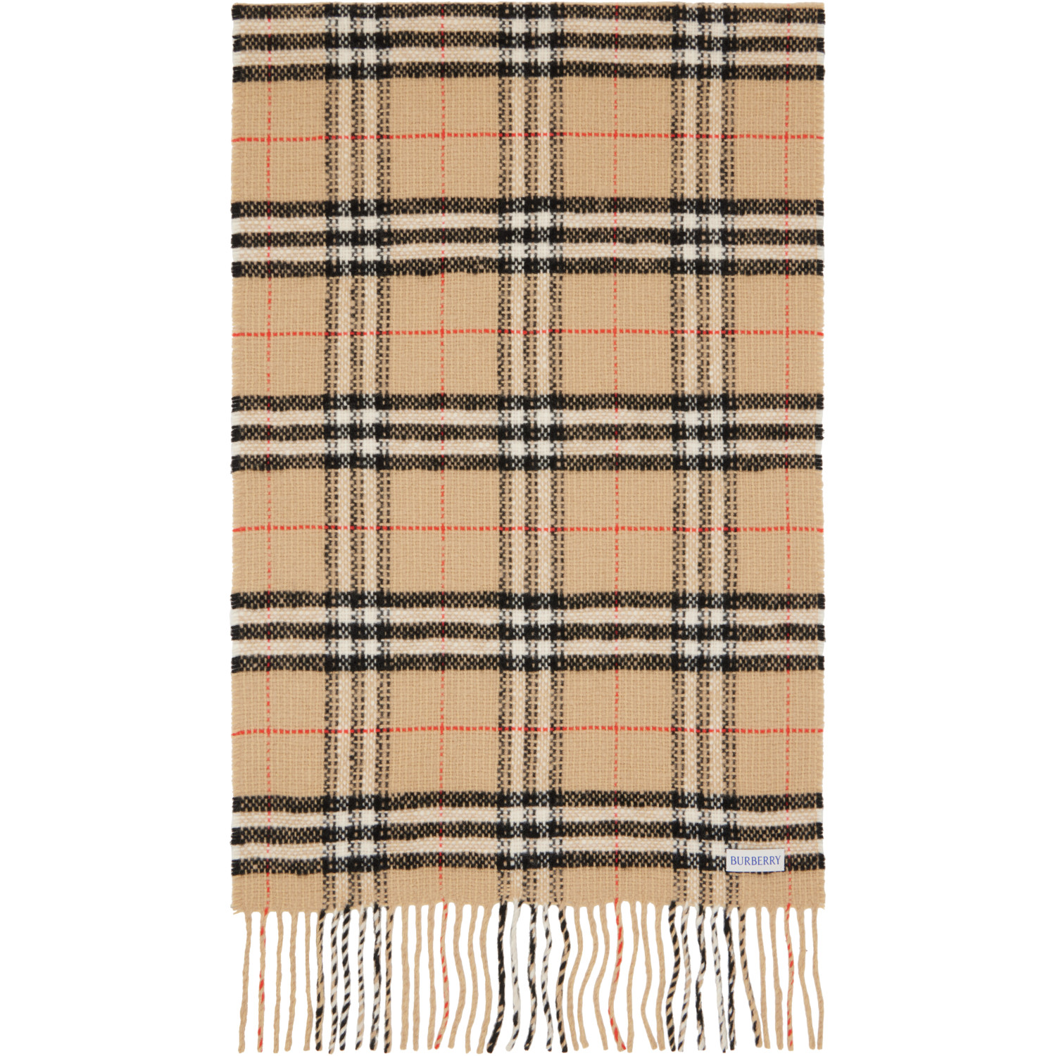 Burberry Beige Check Wool Cashmere Scarf