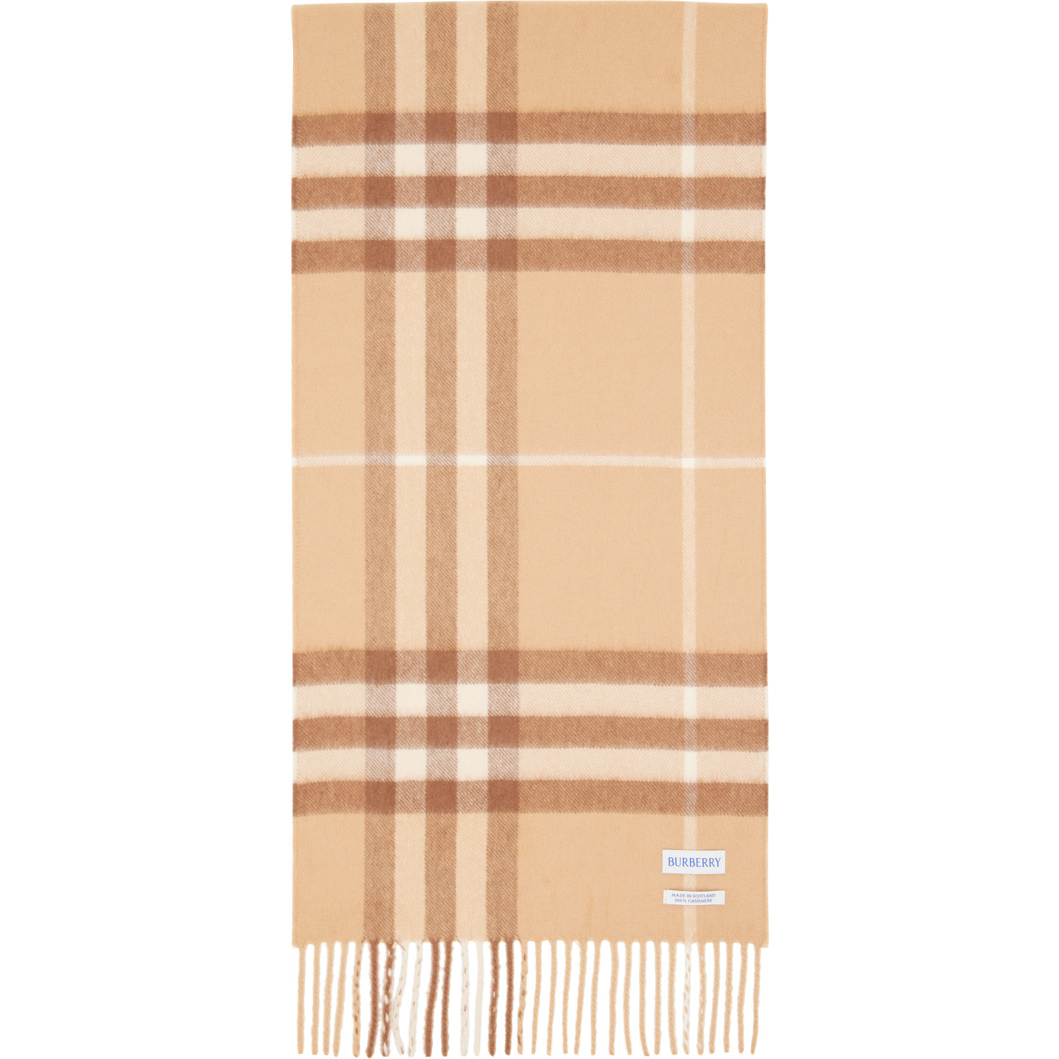 Burberry Beige Check Cashmere Scarf