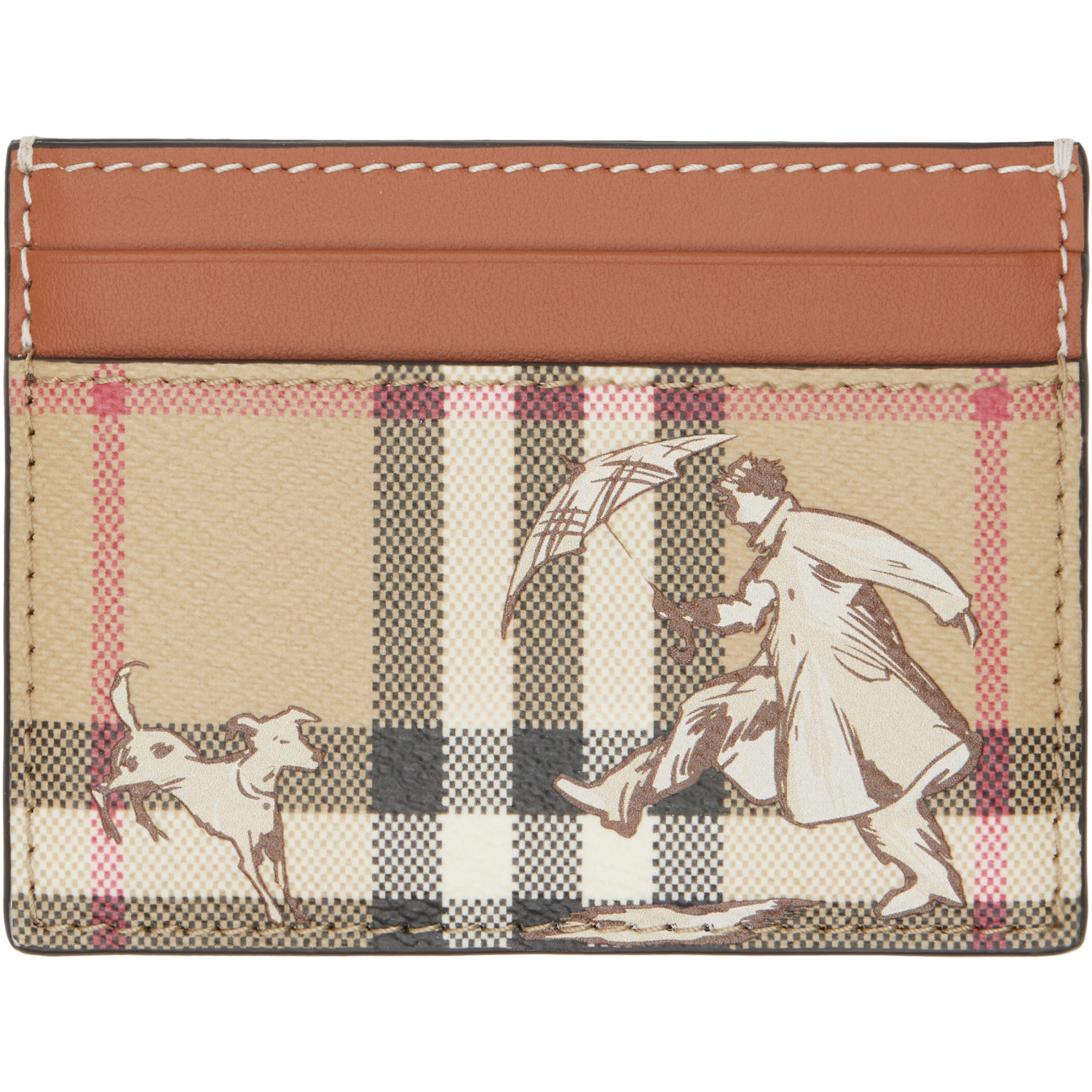 Burberry Brown & Beige Check Mates Card Holder