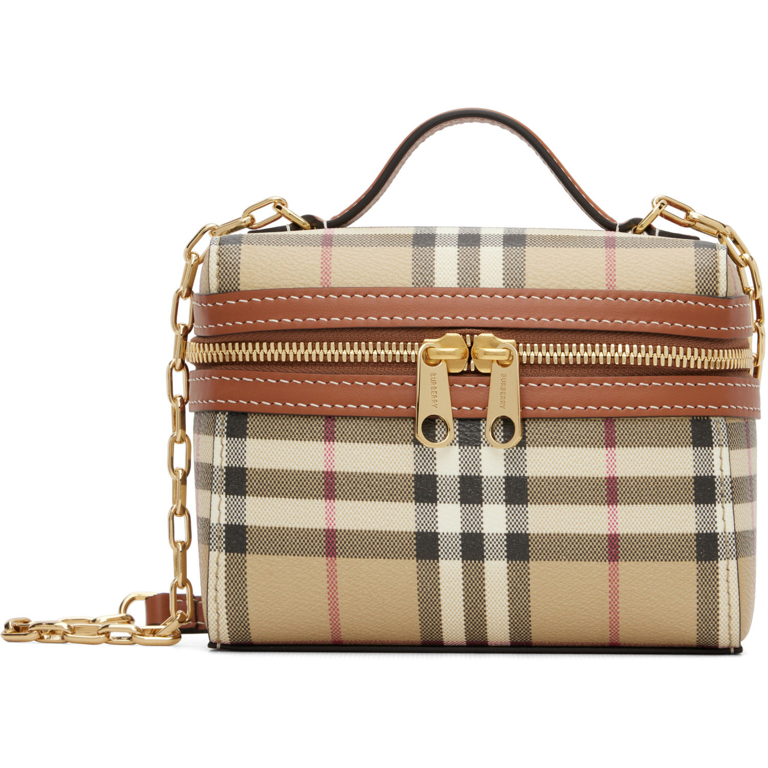 Burberry Beige Mini Check Vanity Bag