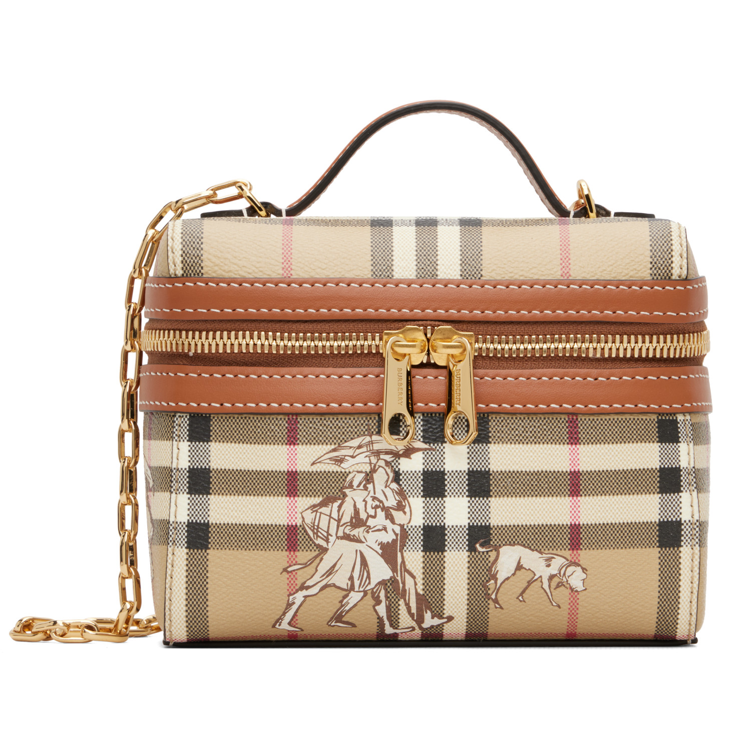Burberry Beige Mini Check Mates Vanity Bag