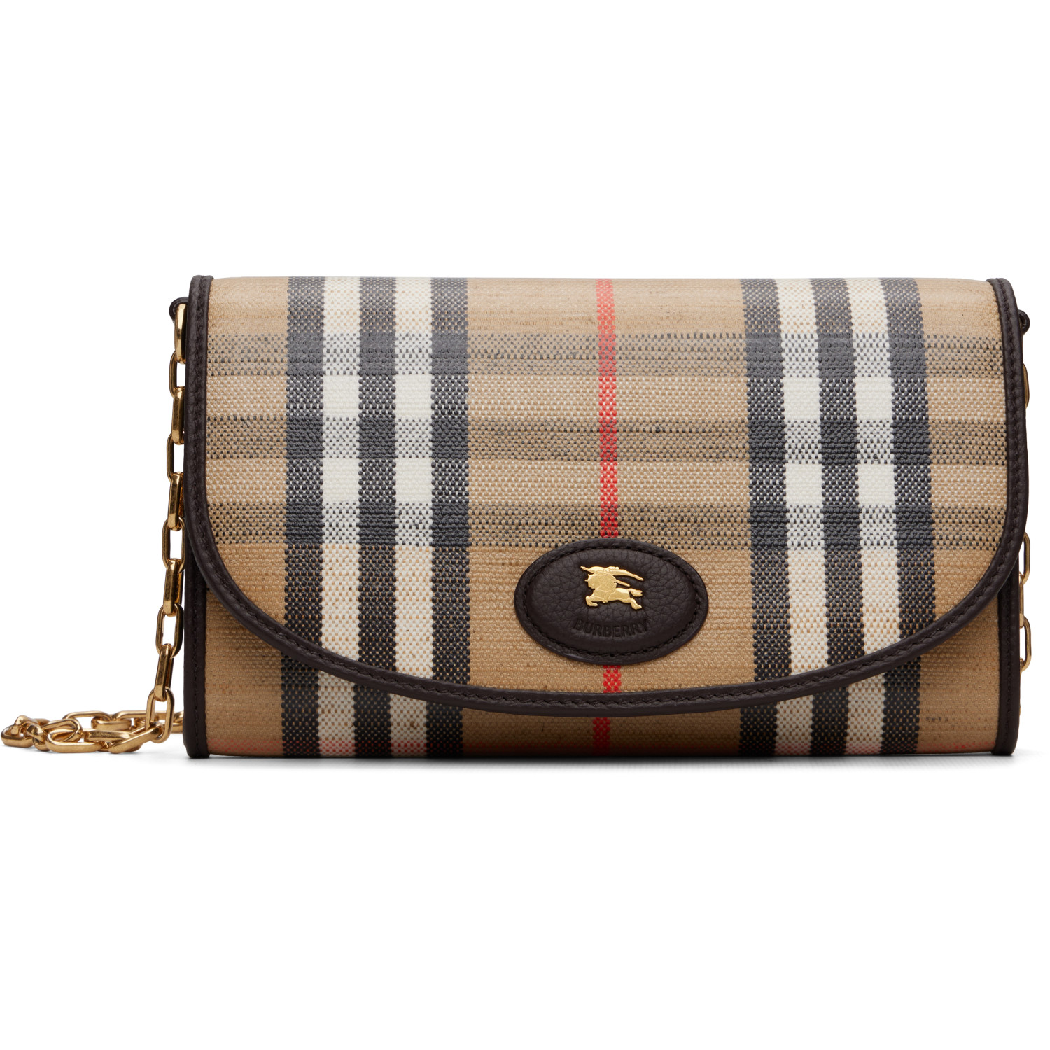 Burberry Beige Highlands Chain Strap Wallet​ Bag