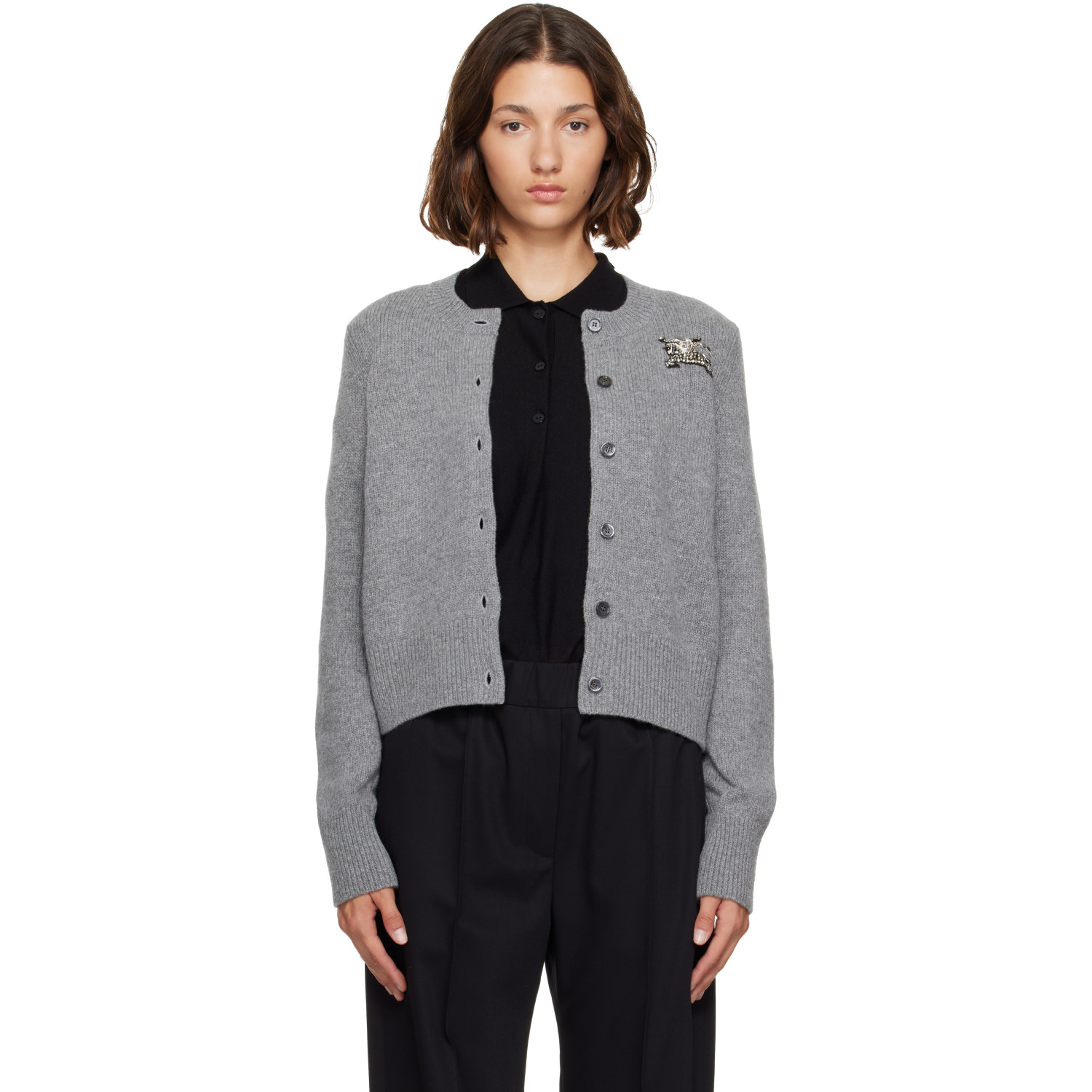 Burberry Gray Wool Cardigan