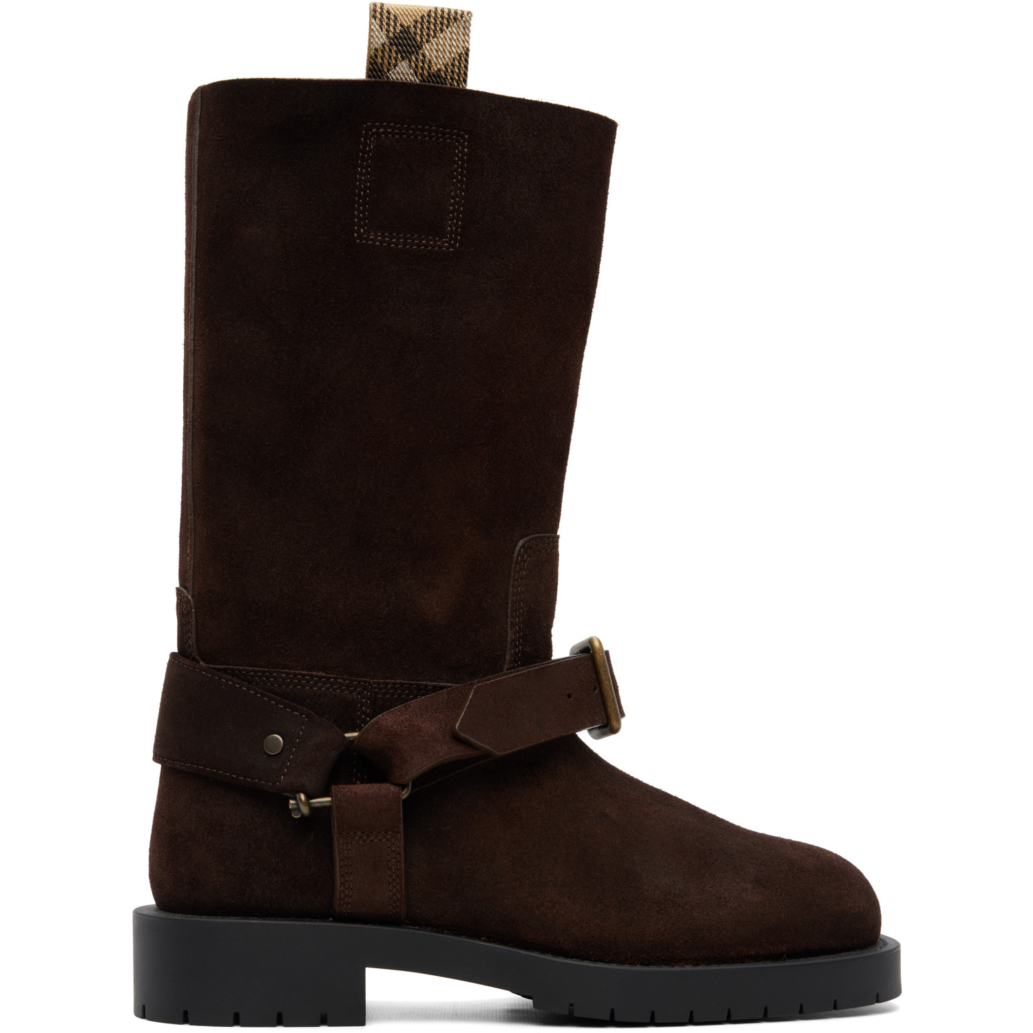 Burberry Brown Suede Soft Saddle Low Boots
