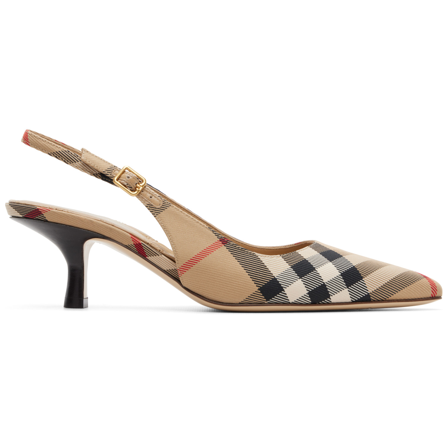 Burberry Beige Check Dame Slingback 55 Heels