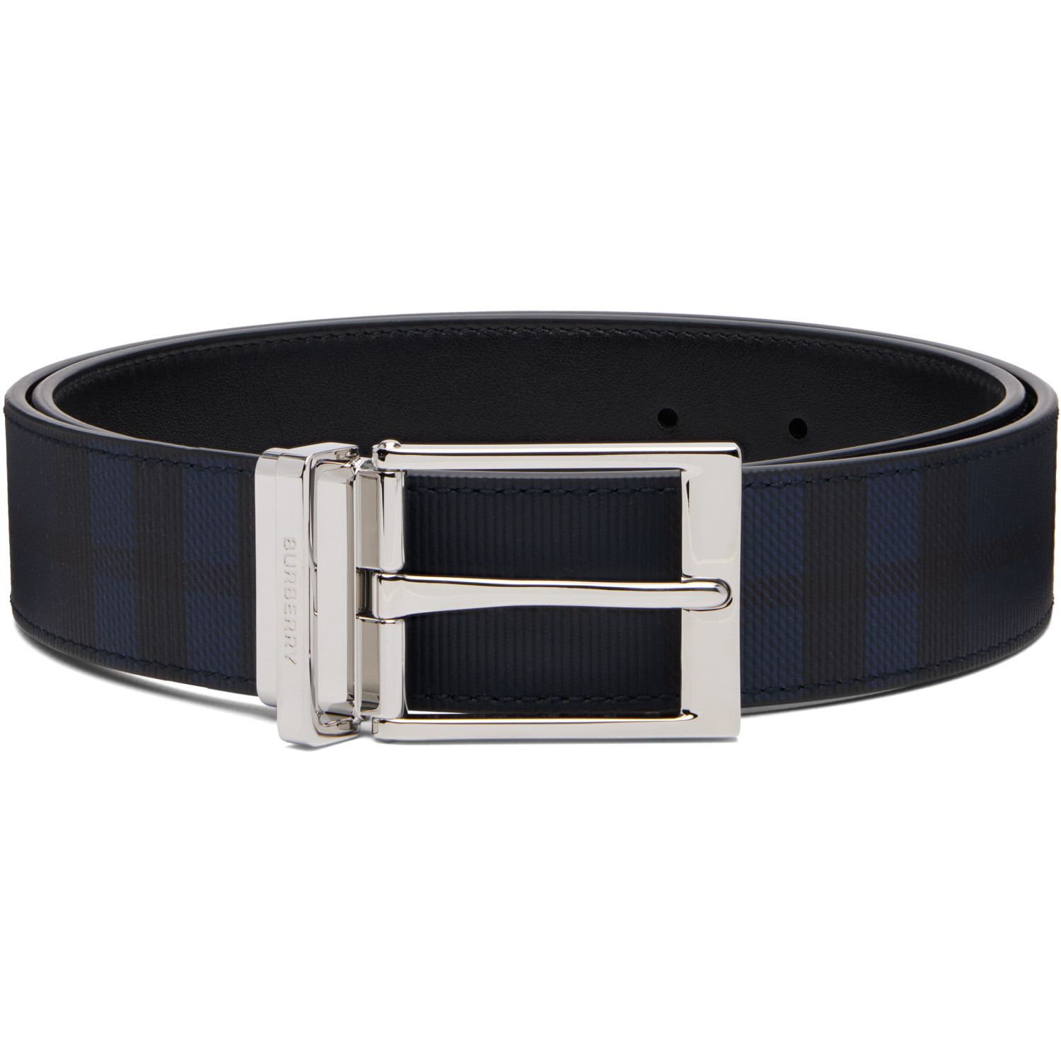 Burberry Navy Reversible Check Belt