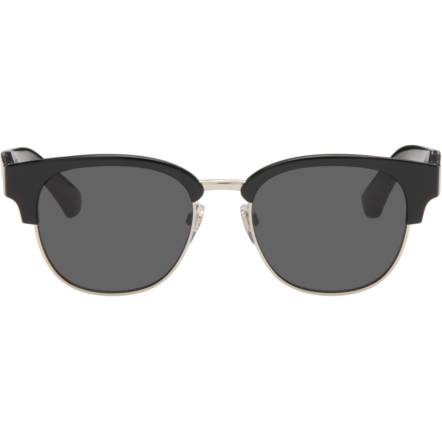 Burberry Black & Silver Classic Round Sunglasses