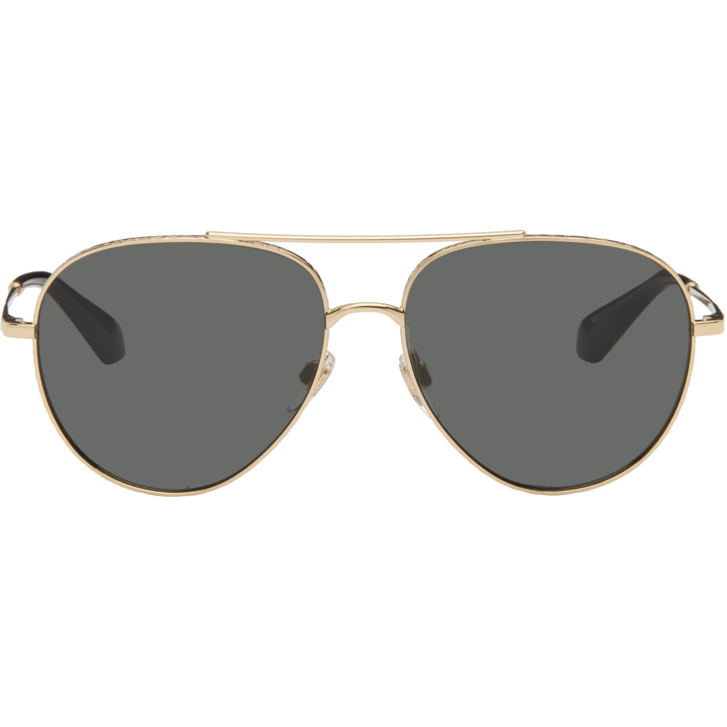 Burberry Gold Metal Check Aviator Sunglasses