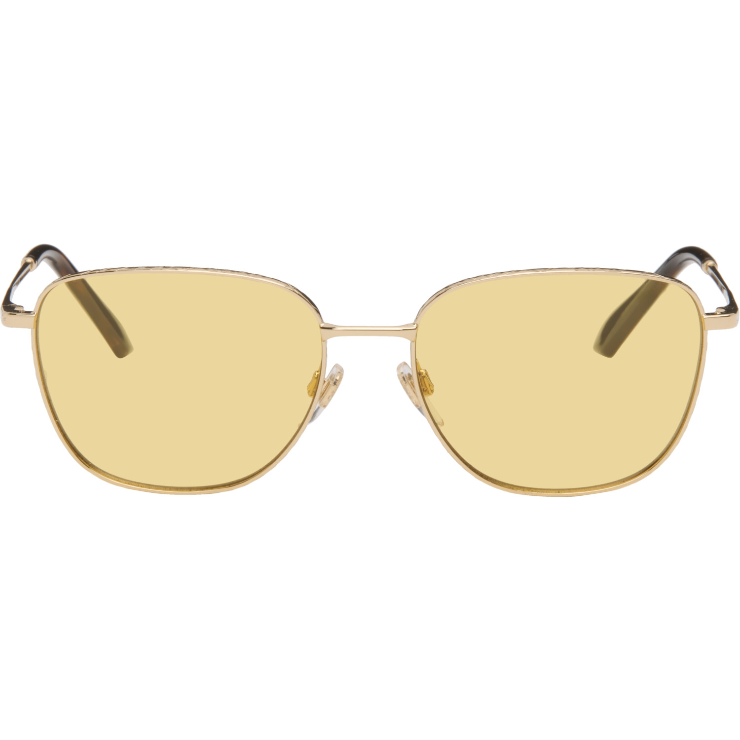 Burberry Gold Metal Check Square Sunglasses