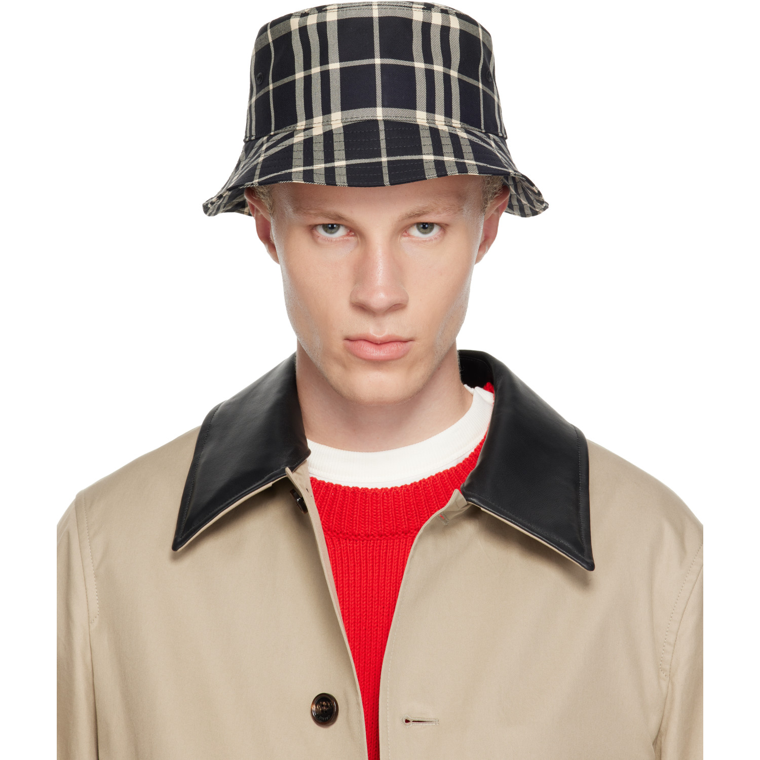 Burberry Black Check Cotton Bucket Hat