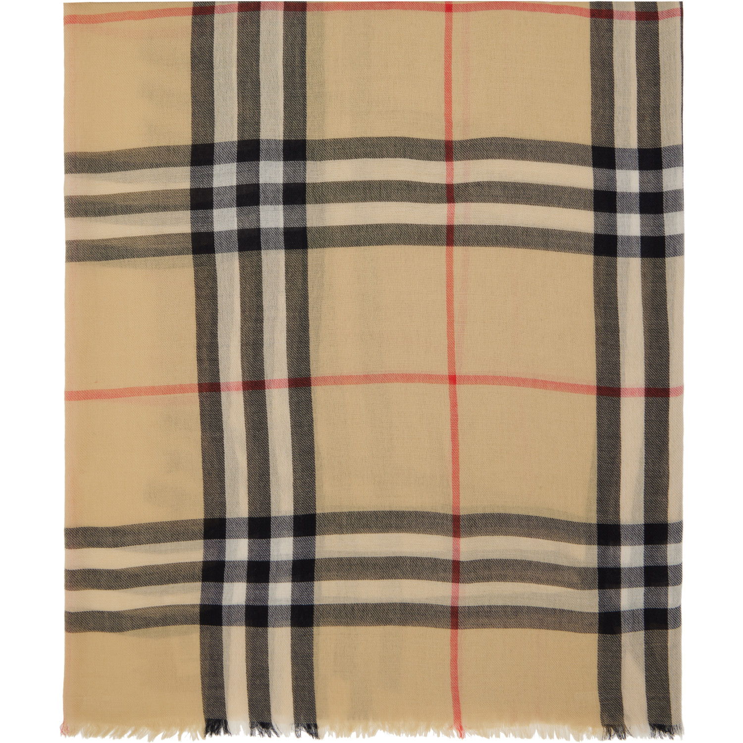 Burberry Beige Check Wool Scarf