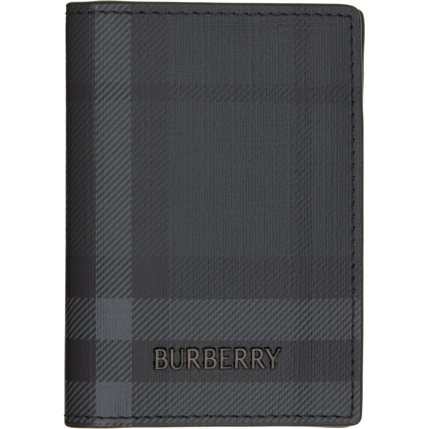 Burberry Gray City Check Folding Card Holder