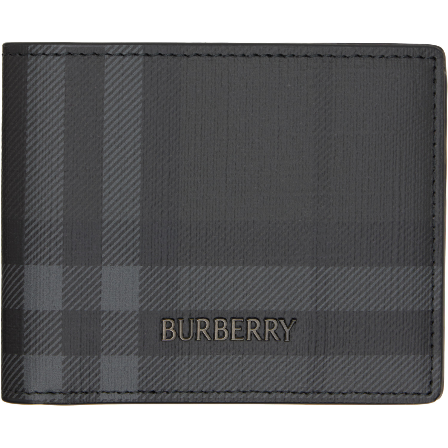 Burberry Gray City Check Slim Bifold Wallet