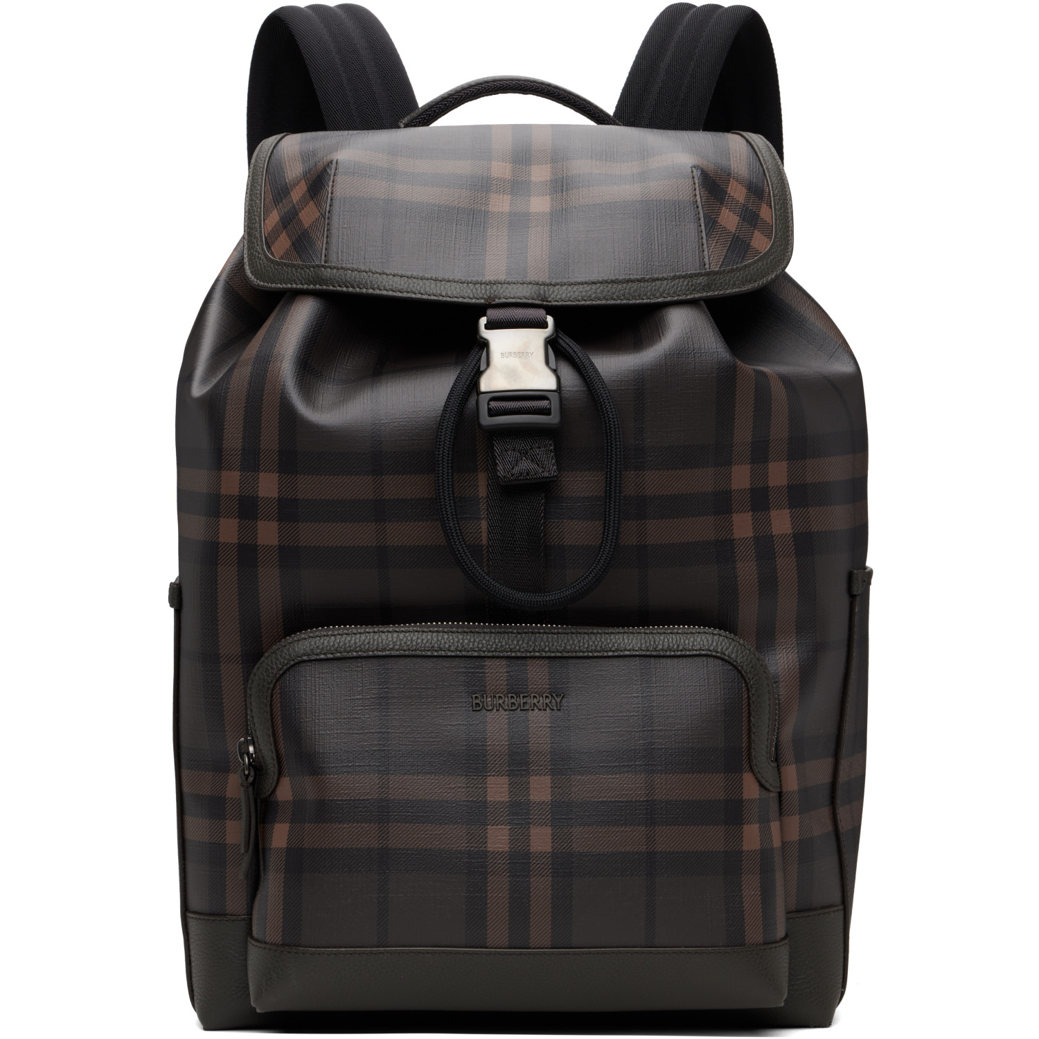 Burberry Brown City Check Clip Backpack