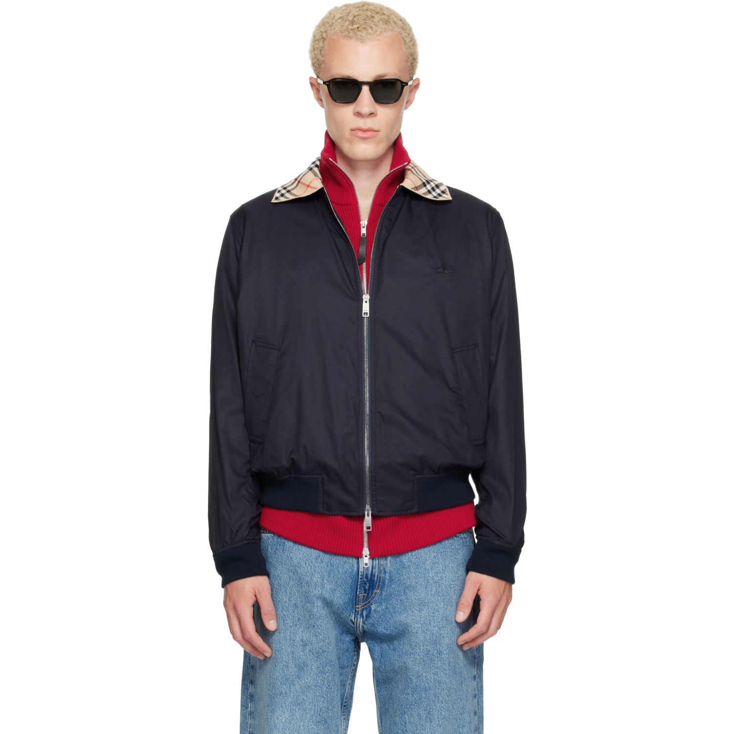 Burberry Navy Gabardine Glenfields Harrington Jacket